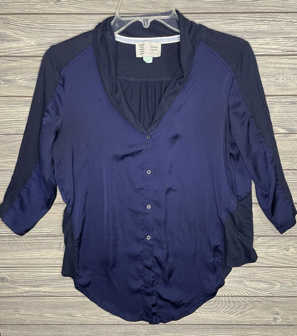 Anthropologie Monday Tuesday.. Women's Hi-Low Button Top Size Small Mix Media